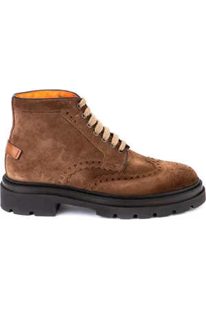santoni Buty, Mężczyzna, brązowy, 41 1/2 EU, Zamsz, Zamszowe sznurowane botki do kostki