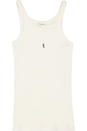 Saint Laurent Koszulki, Mężczyzna, Biały, M, Bawełna, Logo Tank Top