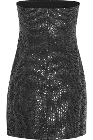 ROTATE Sukienki, Kobieta, Czarny, M, Bawełna, Mini Sukienka Twill z Cekinami