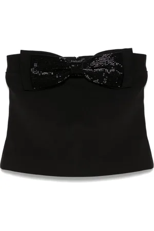 Self-Portrait Koszulki, Kobieta, Czarny, S, Beaded Bow Bandeau Top
