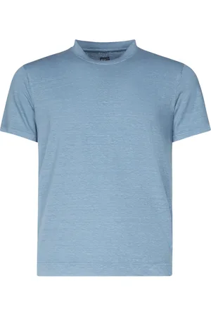 FEDELI Koszulki, Mężczyzna, Niebieski, 3XL, Niebieski T-shirt i Polo z lnu