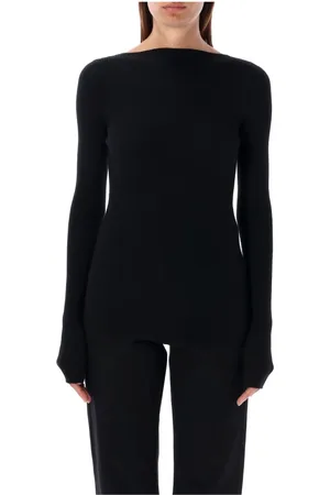 Rick Owens Swetry, Kobieta, Czarny, M, Wełna, Dzianinowa bluzka AL Top