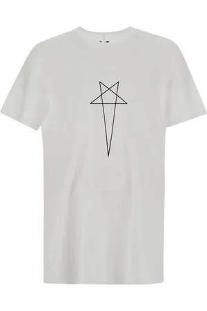 Rick Owens Koszulki, Mężczyzna, Biały, S, Bawełna, Koszulka Level T-Shirt, Klasyczny Krój