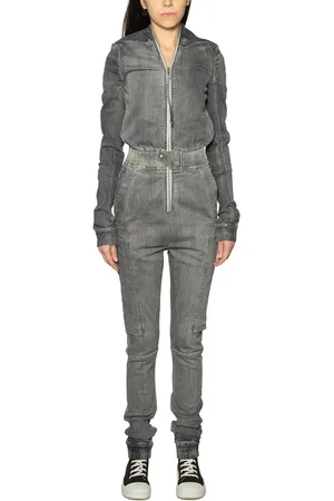 Rick Owens Kombinezony, Kobieta, Szary, S, Bawełna, Drkshdw Jumpsuit