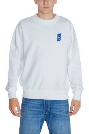 Replay Bluzy, Mężczyzna, Biały, L, Bawełna, Bluza z Długim Rękawem i Okrągłym Dekoltem