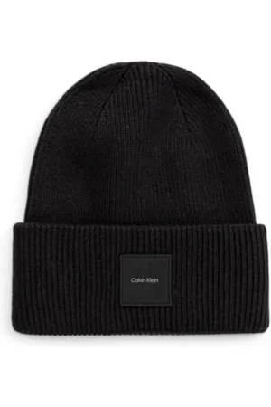 Calvin Klein Akcesoria, Mężczyzna, Czarny, ONE SIZE, Len, Luksusowa Czapka z Wełny