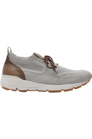 Scarosso Buty, Mężczyzna, Szary, 40 1/2 EU, Zamsz, Ręcznie Robione Sneakersy do Biegania z Szarej Dzianiny