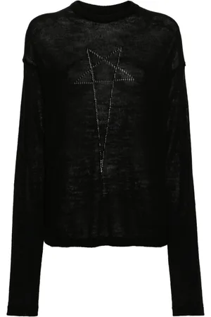 Rick Owens Swetry, Kobieta, Czarny, L, Wełna, Czarny sweter z wełny
