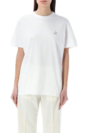 Golden Goose Koszulki, Kobieta, Biały, L, Biała Koszulka z Logo Gwiazdy Ss 25