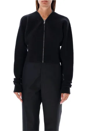 Rick Owens Swetry, Kobieta, Czarny, L, Wełna, Batwing Klaus Zip Cardigan