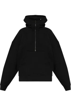 Saint Laurent Bluzy, Kobieta, Czarny, S, Bawełna, Bluza z kapturem zapinana na pół zamek