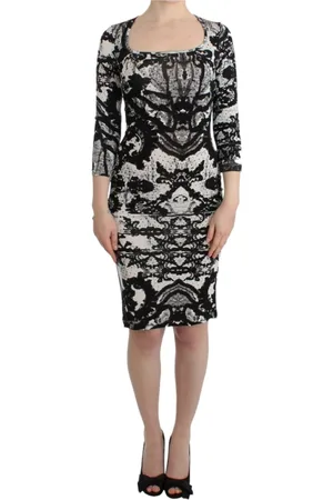 Roberto Cavalli Sukienki, Kobieta, Czarny, M, Wzorzysta sukienka etui z dżerseju