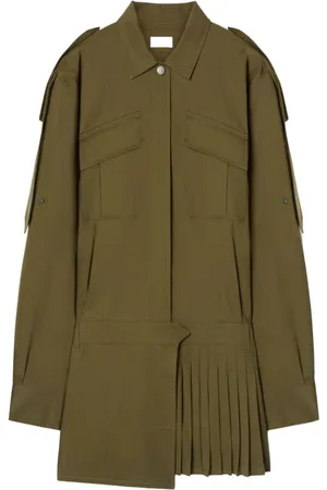 OFF-WHITE Sukienki, Kobieta, Zielony, S, Len, Zielona Sukienka z Bawełny z Kieszeniami