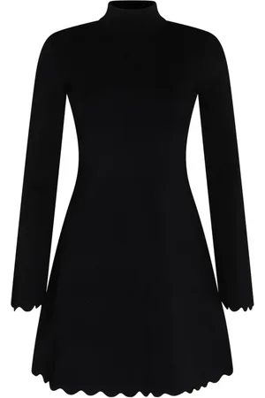 Twin-Set Sukienki, Kobieta, Czarny, S, Czarna Dzianinowa Sukienka A-Linii