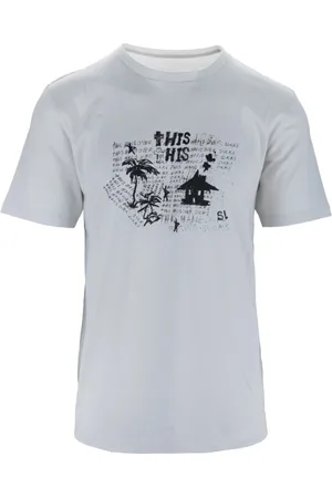 Saint Laurent Koszulki, Mężczyzna, Biały, S, Bawełna, Bawełniany T-shirt z Graficznym Nadrukiem z Okrągłym Dekoltem