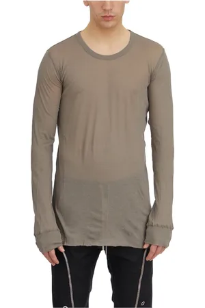 Rick Owens Koszulki, Mężczyzna, Szary, M, Bawełna, Basic T-shirt z długim rękawem