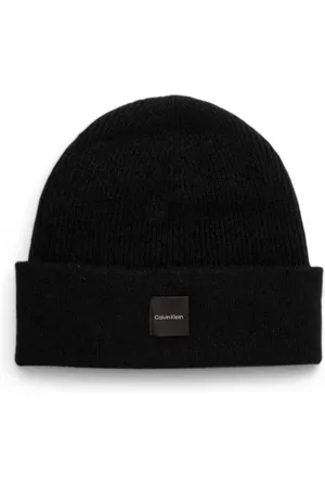 Calvin Klein Akcesoria, Kobieta, Czarny, ONE SIZE, Kaszmir, Chunky Open Rib Cashmere Beanie