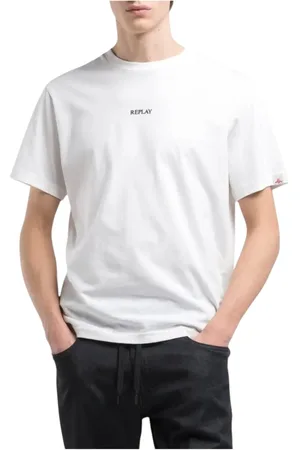 Replay Koszulki, Mężczyzna, Biały, XS, Bawełna, Bawełniany T-shirt