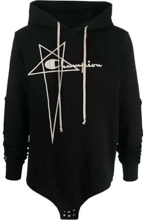 Rick Owens Bluzy, Mężczyzna, Czarny, XL, Bawełna, Bluza z kapturem Body