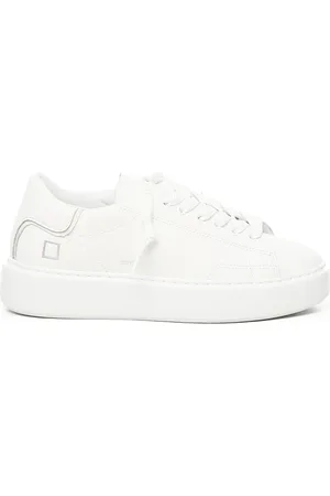 D.A.T.E. Buty, Kobieta, Biały, 40 EU, Białe Skórzane Sneakersy Kwadratowe Logo