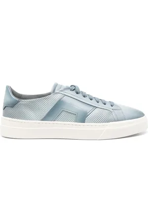 santoni Buty, Mężczyzna, Niebieski, 42 1/2 EU, Skóra, Skórzane sneakersy z gumową podeszwą