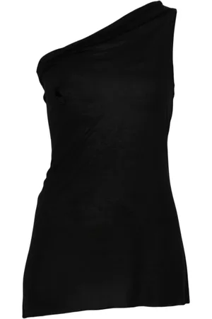 Rick Owens Koszulki, Kobieta, Czarny, S, Asymetryczny Top Bez Rękawów z Dekoltem Asymetrycznym