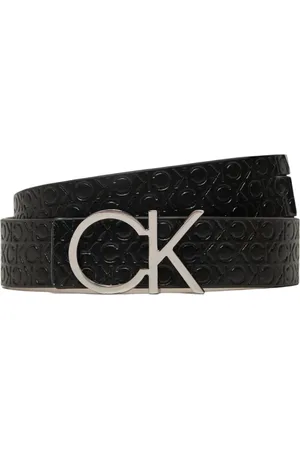 Calvin Klein Akcesoria, Kobieta, Czarny, 90 CM, Czarny skórzany pasek z unikalną sprzączką
