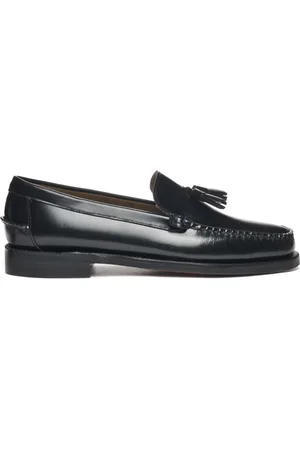 SEBAGO Buty, Mężczyzna, Czarny, 41 EU, Skóra, Czarne skórzane mokasyny typu loafer z frędzlami