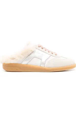 santoni Buty, Kobieta, Biały, 39 1/2 EU, Sznurowane kapcie z kożuszkiem
