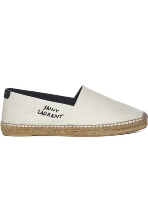 Saint Laurent Buty, Mężczyzna, Beżowy, 40 EU, Espadryle z haftowanym logo