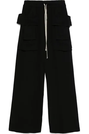 Rick Owens Spodnie, Mężczyzna, Czarny, M, Bawełna, Spodnie Cargo z Szerokimi Nogawkami