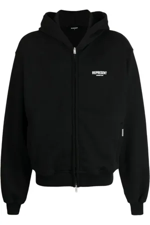 Represent Bluzy, Mężczyzna, Czarny, L, Bawełna, Logo Zip Hoodie