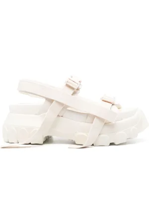 Rick Owens Buty, Kobieta, Biały, 41 EU, Skóra, Białe skórzane sandały na koturnie z odkrytymi palcami