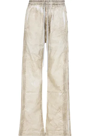 Rick Owens Spodnie, Mężczyzna, Beżowy, M, Bawełna, Neutralne bawełniane spodnie