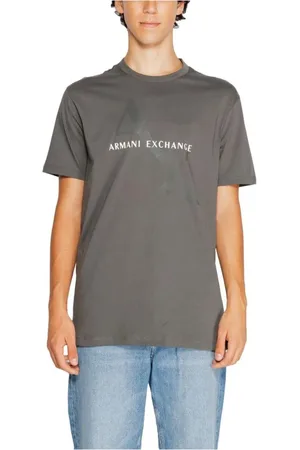 Armani Exchange Koszulki, Mężczyzna, Szary, S, Bawełna, Szara bawełniana koszulka