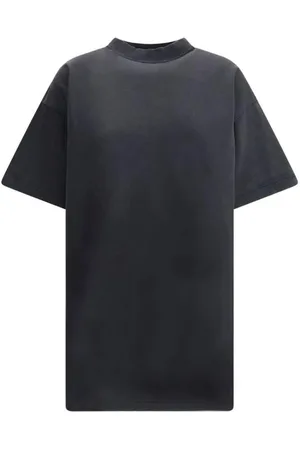 Balenciaga Koszulki, Kobieta, Czarny, M, Bawełna, Vintage Oversized T-Shirt z Dekoltem Mock Neck