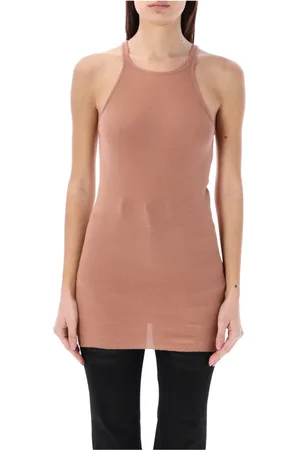 Rick Owens Koszulki, Kobieta, Różowy, M, Bawełna, Top bez Rękawów z Surowym Wykończeniem