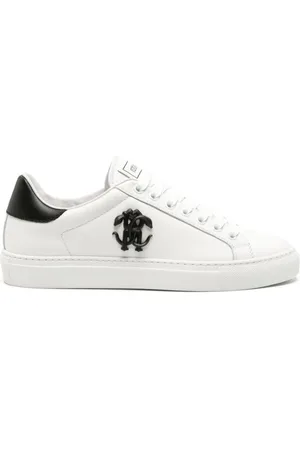 Roberto Cavalli Buty, Kobieta, Biały, 36 EU, Skóra, Białe skórzane buty sportowe