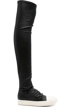 Rick Owens Buty, Kobieta, Czarny, 36 EU, Skóra, Kozaki za kolano typu sneakersy