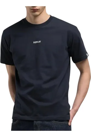 Replay Koszulki, Mężczyzna, Niebieski, S, Bawełna, Bawełniany T-shirt