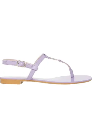 Twin-Set Buty, Kobieta, Fioletowy, 39 EU, Skóra, Niski Obcas Ametystowy Sandał