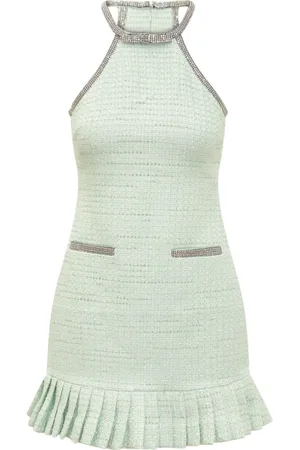 Self-Portrait Sukienki, Kobieta, Niebieski, S, Bawełna, Boucle Mini Dress