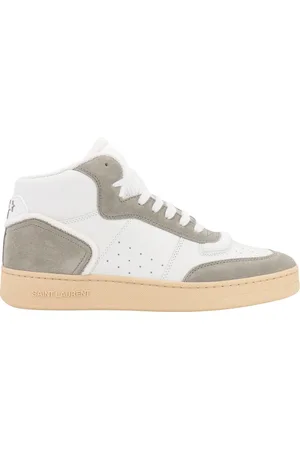 Saint Laurent Buty, Mężczyzna, Biały, 41 EU, Zamsz, Sneakersy ze skóry i zamszu