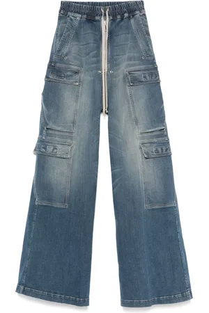 Rick Owens Jeansy, Kobieta, Niebieski, S, Bawełna, Spodnie Cargo Jeansy z Regulowanym Pasem