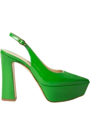 ROBERTO FESTA Buty, Kobieta, Zielony, 38 EU, Skóra, Zielone sandały slingback ze skóry lakierowanej