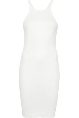 Rick Owens Sukienki, Kobieta, Biały, M, Bawełna, Sukienka Mini z Wycięciem Racer Back