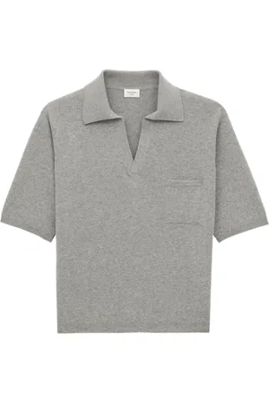 Saint Laurent Koszulki, Mężczyzna, Szary, S, Wełna, T-shirt z dekoltem w serek i kieszenią