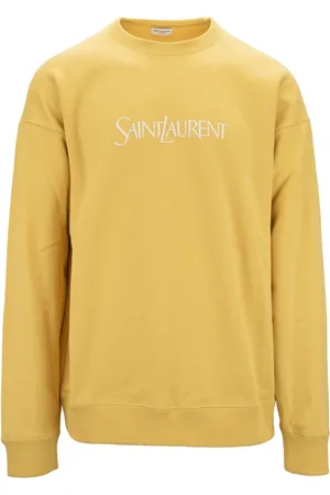 Saint Laurent Bluzy, Mężczyzna, Żółty, S, Bawełna, Bawełniana bluza dresowa z haftem