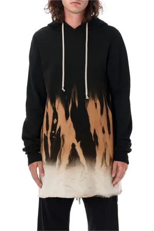 Rick Owens Bluzy, Mężczyzna, Czarny, M, Bawełna, Bluza z kapturem Flames Knitwear Pullover
