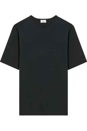 Saint Laurent Koszulki, Mężczyzna, Czarny, M, Bawełna, Koszulka z Krótkim Rękawem i Okrągłym Dekoltem